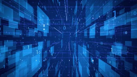 Big data information flow digital grid space technology background Stock Footage 166680559