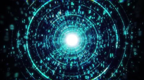 Big Data, Information Flow Technology Tunnel, Digital Lines, Futuristic Matrix Stock Illustration