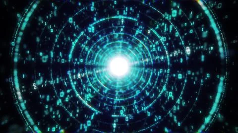 Big Data, Information Flow Technology Tunnel, Digital Lines, Futuristic Matrix イラスト素材