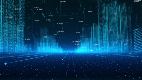Big data, information, holographic technology, smart city shuttle Stock-Footage 136639078