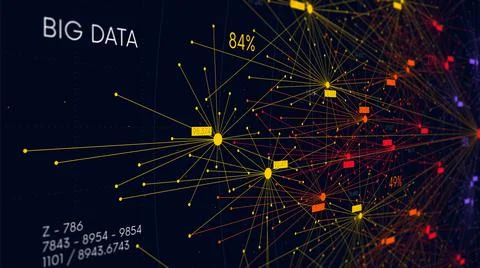 Big data information nodes, information analysis and sorting of neural connec Stock Illustration