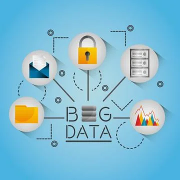Big data information streams network Illustrazione stock