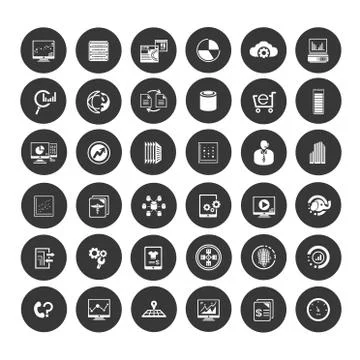 Big data, information technology icons Stock Illustration