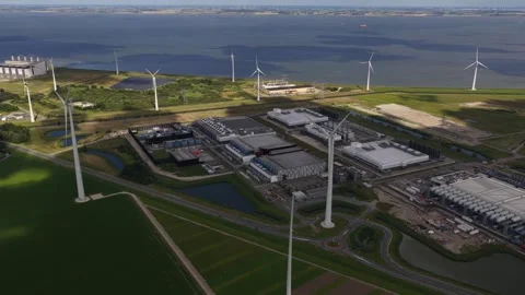 Big data infrastructure in the Eemshaven, focusing on large scale computing Stock Footage 314086795
