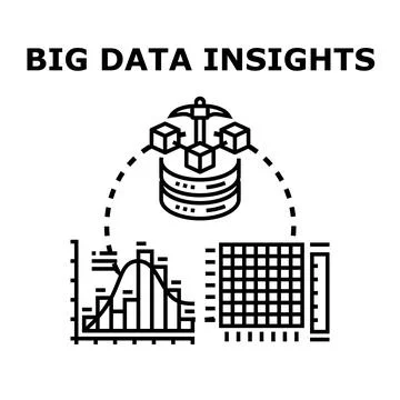 Big data insights concept analyzing information processing Stock Illustration