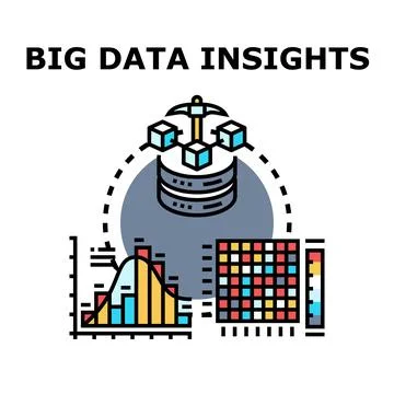 Big data insights concept analyzing information processing Stock Illustration
