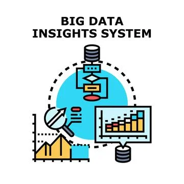 Big data insights system processing information Stockillustratie