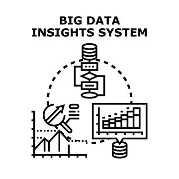 Big data insights system processing information Illustrazione stock