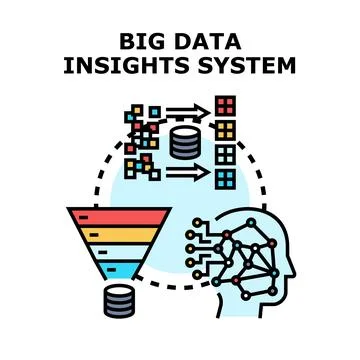 Big data insights system processing information for analytics Stock Illustration