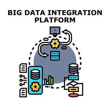 Big data integration platform developing digital technology Stock Illustration