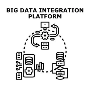 Big data integration platform developing digital technology Illustrazione stock