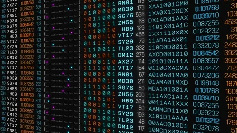 Big data, interface, binary code, encryption machine code. Video stock 319986909