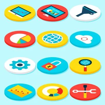 Big Data Isometric Icons Illustrazione stock