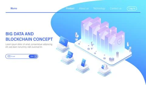 Big Data isometric vector illustration. Abstract 3d hosting server Stock Illustration