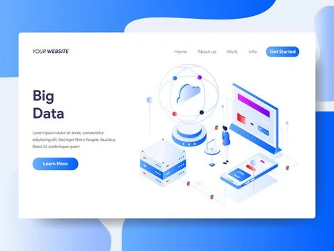 Big Data Isometric for Website Page Stock Illustration
