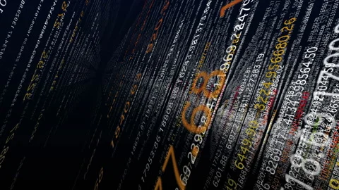 BIG DATA, Large database Processing On a blue background Stock Footage 148803791