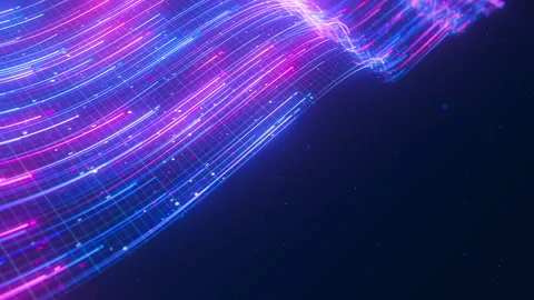 Big data light speed flow. Abstract digital data stream of quantum computing Stock Footage 308412237