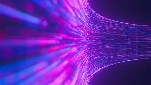 Big data light speed flow. Abstract digital data stream of quantum computing Stock Footage 308654940