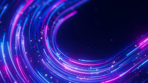 Big data light speed flow U-turn. Abstract digital data stream of quantum Stock Footage 318181066