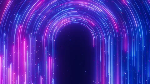 Big data light speed flow U-turn. Abstract digital data stream of quantum Stock Footage 319016760
