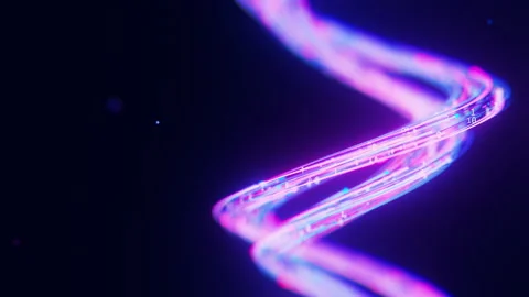 Big data light speed flow by double helix. DNA digital data stream of quantum Stock Footage 319768011