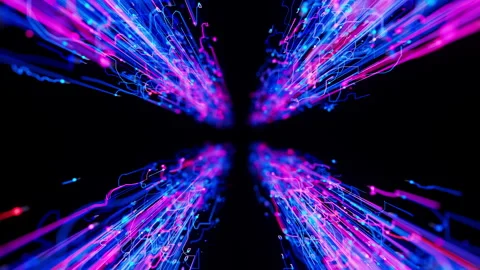 Big data light speed flow. Abstract digital data stream of quantum computing Stock Footage 320062881