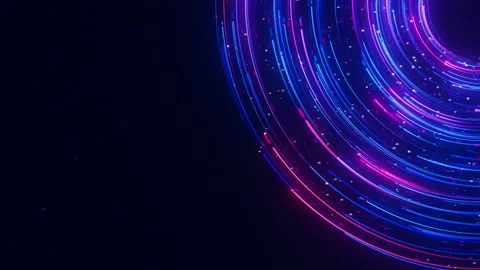 Big data light speed flow U-turn. Abstract digital data stream of quantum Stock Footage 320408412