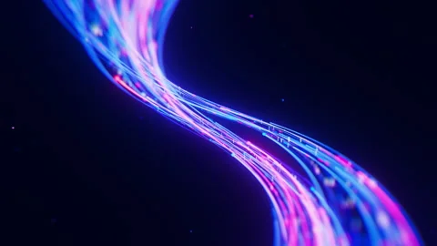 Big data light speed flow by double helix. DNA digital data stream of quantum Stock Footage 323446707