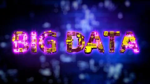 Big Data lighting pink - yellow neon text in cyberpunk style Illustrazione stock