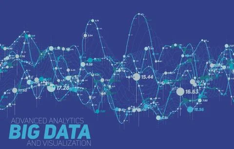 Big data line graph blue visualization. Futuristic infographic. Information a Stock Illustration