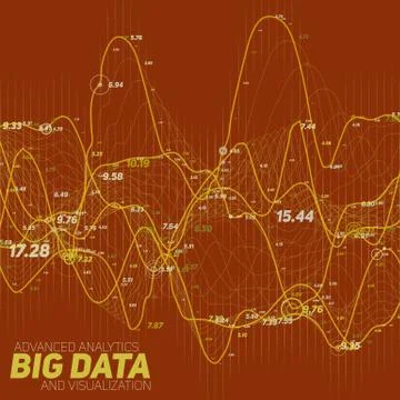 Big data line graph red visualization. Futuristic infographic. Information ae Stock Illustration
