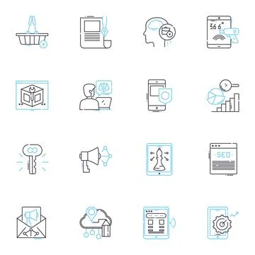 Big data linear icons set. Analytics, Insights, Hadoop, Algorithms Stockillustratie