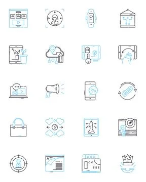 Big data linear icons set. Analytics, Insights, Hadoop, Algorithms Stockillustratie