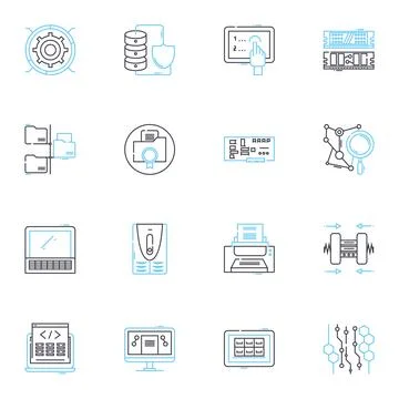 Big data linear icons set. Analytics, Algorithms, Business, Cloud, Cluster, Data Stockillustratie