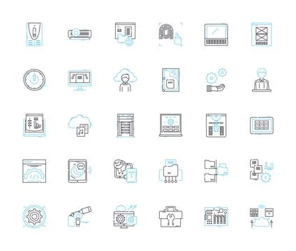 Big data linear icons set. Analytics, Algorithms, Business, Cloud, Cluster, Data Stockillustratie