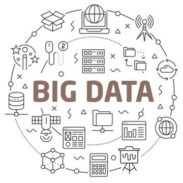 Big Data Linear illustration Stock Illustration
