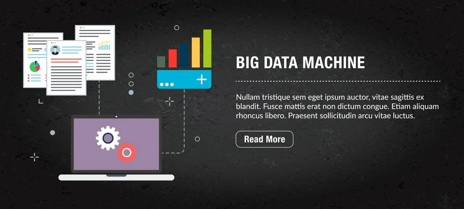 Big data machine concept banner for internet. Stock Illustration