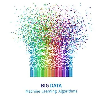 BIG DATA Machine Learning Algorithms. Analysis of Information Minimalistic In Stock Illustration