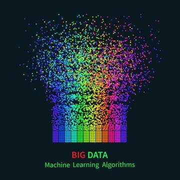 BIG DATA Machine Learning Algorithms. Analysis of Information Minimalistic In Stock Illustration
