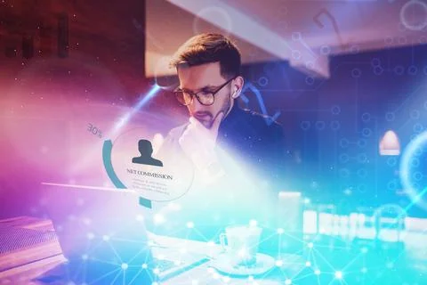 Big data management, digital technology, software development concept. Computer Foto stock