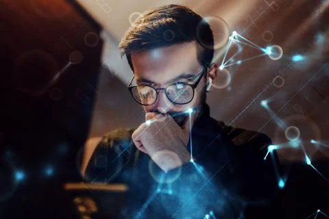 Big data management, digital technology, software development concept. Computer Stock Photos