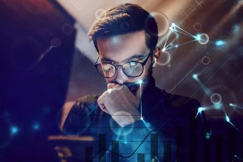 Big data management, digital technology, software development concept. Computer Stock Photos