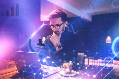 Big data management, digital technology, software development concept. Computer Stock-Fotos