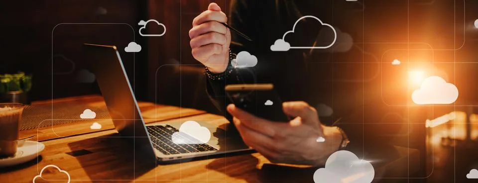 Big data management, digital technology, software development concept. Computer Fotos de archivo