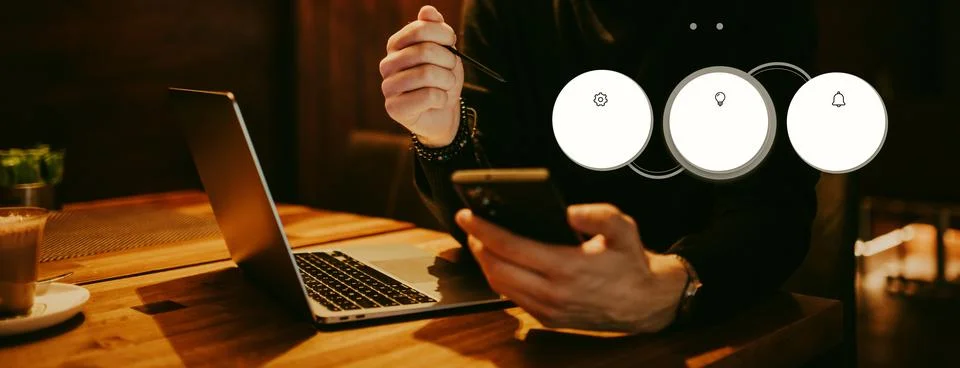 Big data management, digital technology, software development concept. Computer Stock Photos