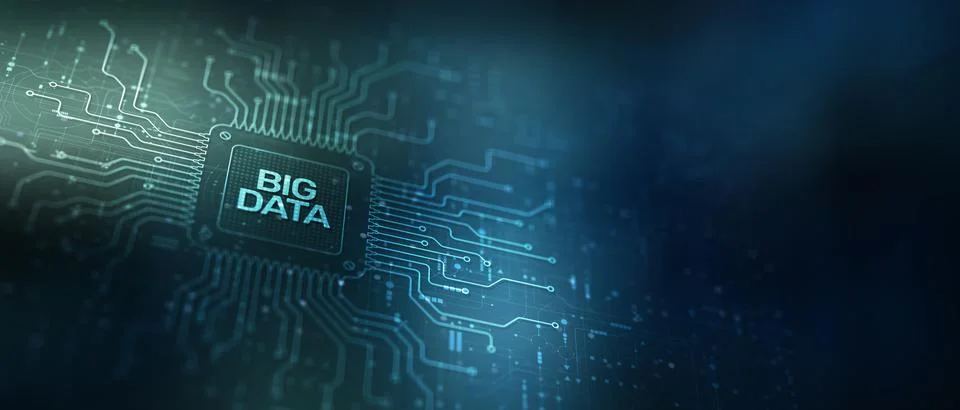 Big Data Managing Information at Scale Illustrated on a Processor. Stock Photos