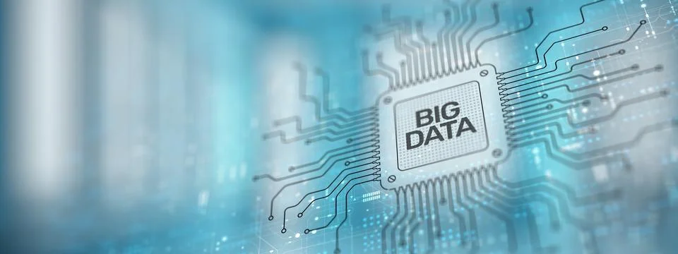 Big Data Managing Information at Scale Illustrated on a Processor. Stock Photos