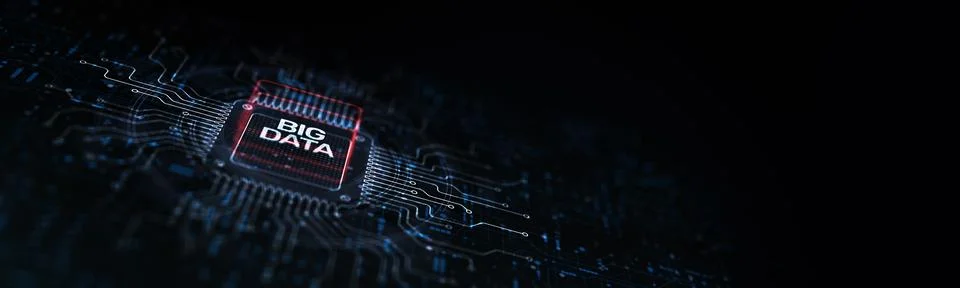 Big Data Managing Large-Scale Datasets Illustrated on a Processor Touched by  Foto stock