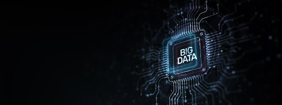 Big Data Managing Large-Scale Datasets Illustrated on a Processor Touched by  Stock Photos