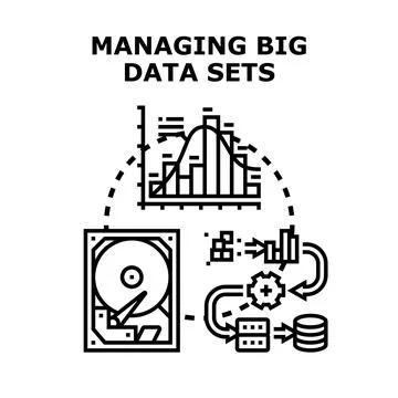 Big data managing vector concept illustration background 스톡 일러스트